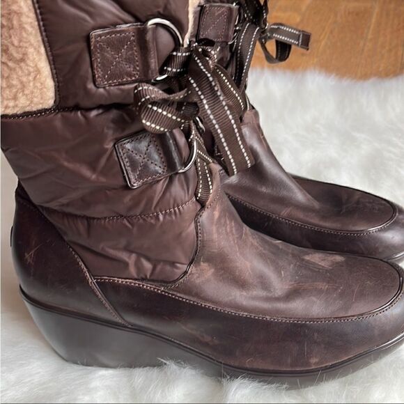 Sperry Harbour Wedge Boots Brown Waterproof Insulated Faux Fur - Picture 10 of 14